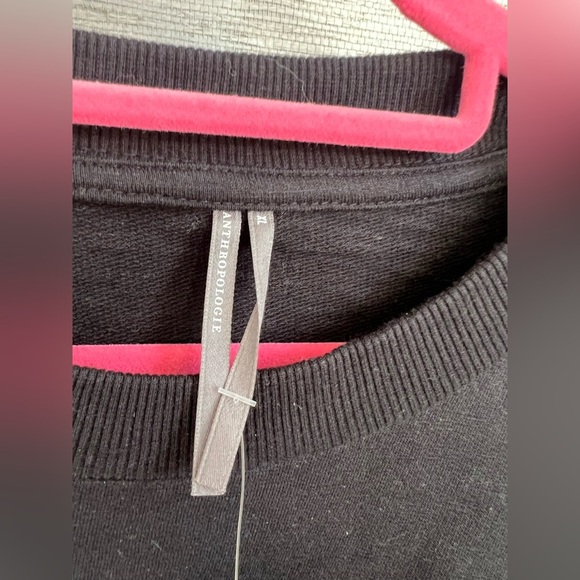 NWT new XL can fit large Anthropologie floral appliqué sweatshirt black sweater - Picture 6 of 15